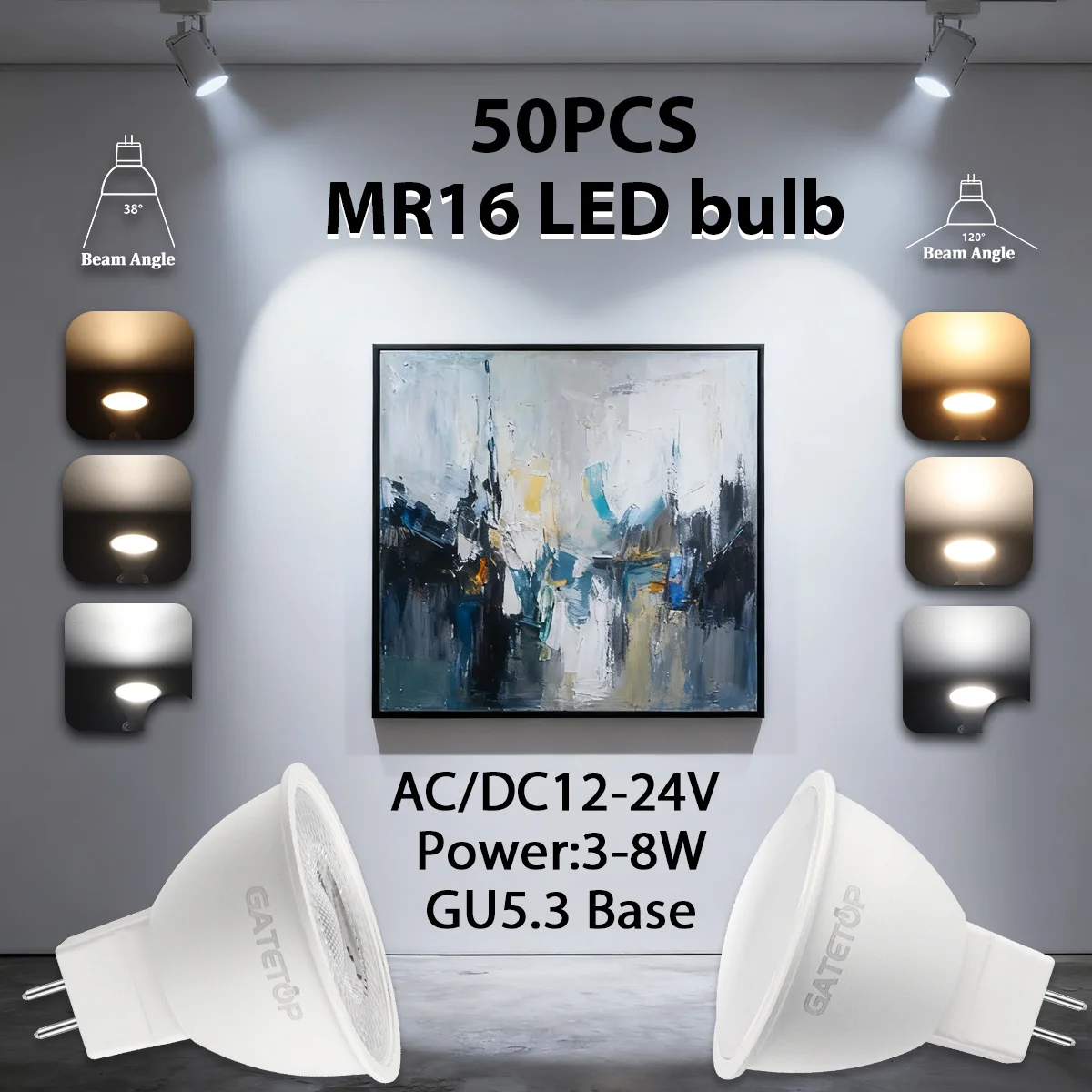 50 قطعة الجهد المنخفض MR16 لمبة التيار المتناوب تيار مستمر 12 فولت 24 فولت GU5.3 LED الأضواء 3 واط 8WLampada Bombillas استبدال 50 واط مصباح هالوجين تحويل المنزل