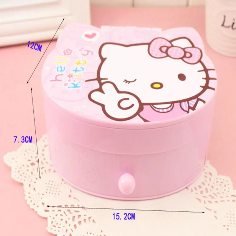 

Sanrio Hello Kitty Jewelry Box Kawaii Anime Storage Box Girl Heart Cute Cartoon Children Organize Box Mirror Tide Gift for Kids