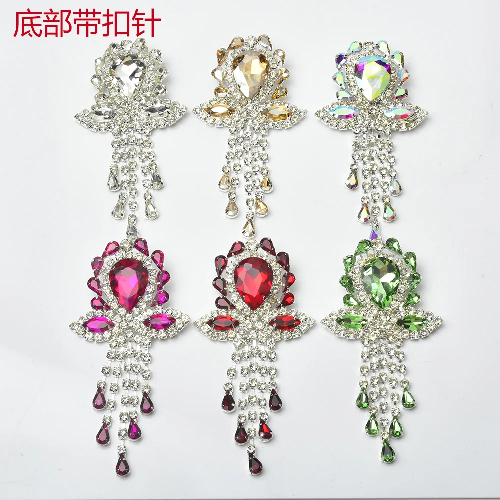 Colorful Droplet Shaped Glass Crystal Tassel Diamond Buckle Dress Brooch Decoration DIY Rhinestone Decoration Clothing Accessori