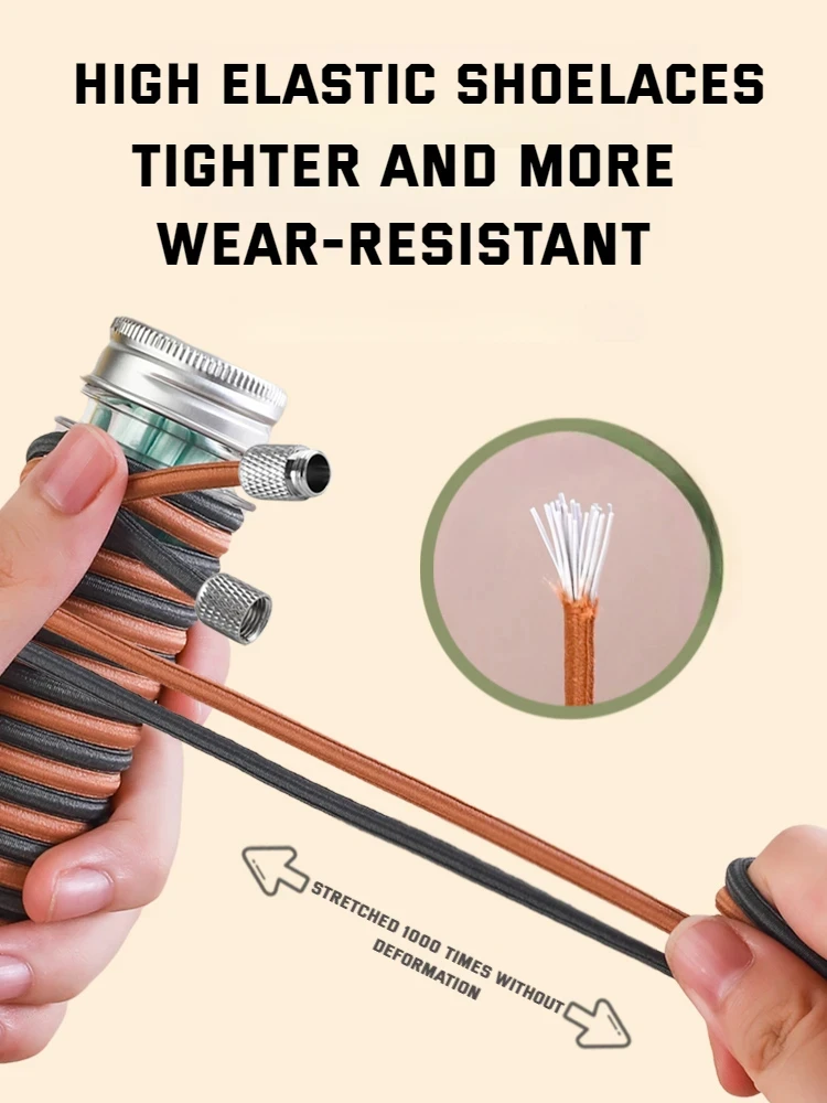 أربطة أحذية مرنة بدون ربطات عنق للبالغين والأطفال للأحذية الرياضية وأحذية التنس - أربطة أحذية مرنة مستديرة مع أربطة مطاطية قابلة للتمدد #3