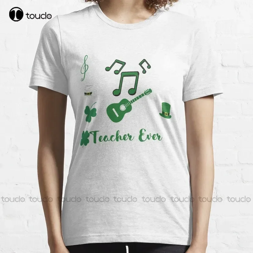 Luckiest Music Teacher Ever Classic T-Shirt Mens Black Tshirt Oversized Graphic T Shirts 100% Cotton Digital Printing Tee Shirts