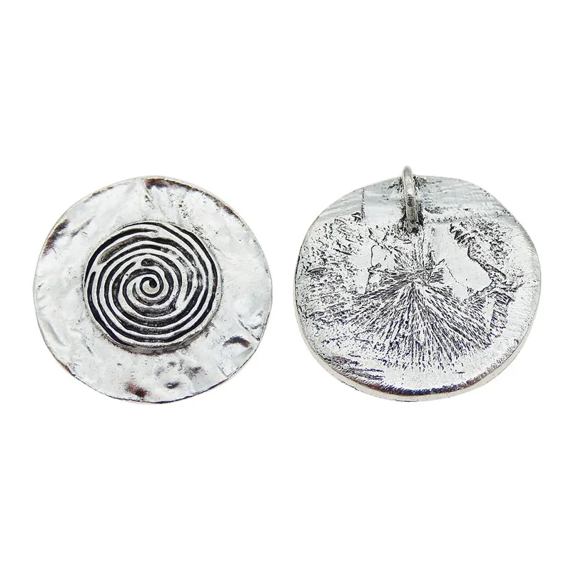 8pcs Antique Bronze Tone Round Alloy Charms For Necklace Pendants Vintage Jewelry Making Crafts Retro Necklace 35*35*4mm 32614