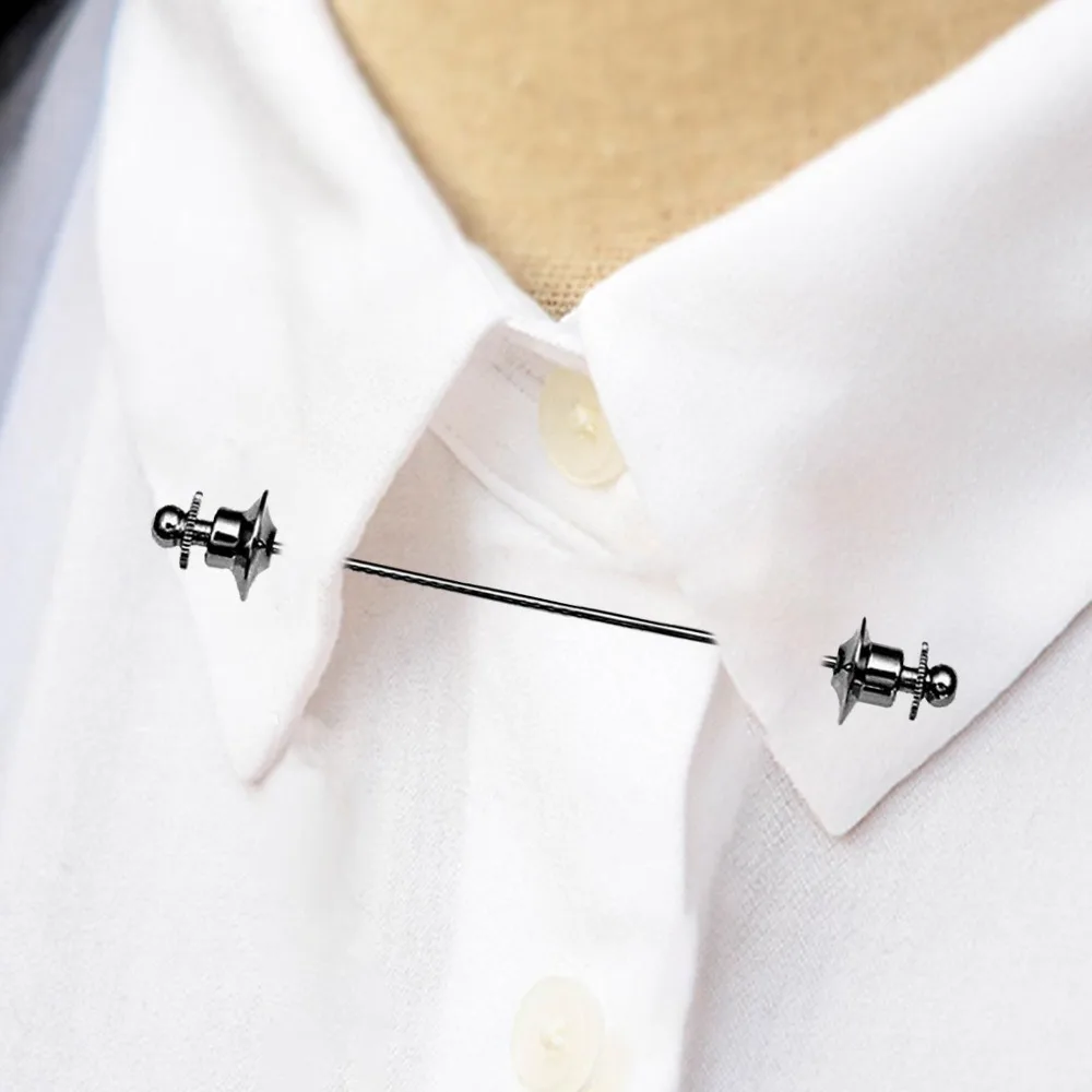 

Fashion Men's Shirt Collar Bar Pin Gift Formal Tie Brooch Durable 70mm Copper Bar Pin Metal Chain Tassel Pin Shirt Accessories