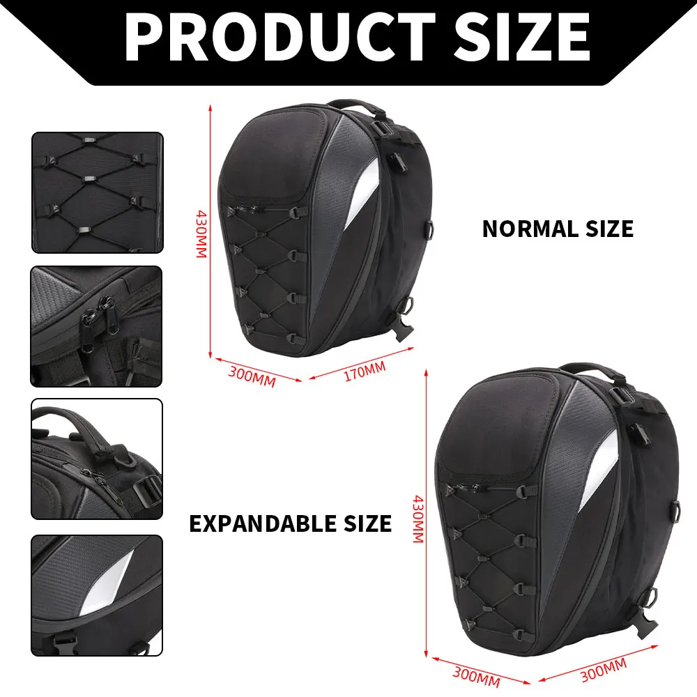 دراجة نارية الذيل حقيبة المقعد الخلفي حقيبة مقاوم للماء قدرة عالية متسابق متعددة الوظائف على ظهره Tailbag قطع غيار الدراجات النارية العالمية