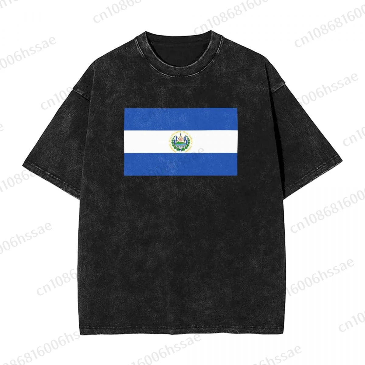 El Salvador Flag 2 Men's Vintage Short Sleeve T Shirts Hip Hop Cotton Tee shirt Summer T-shirt