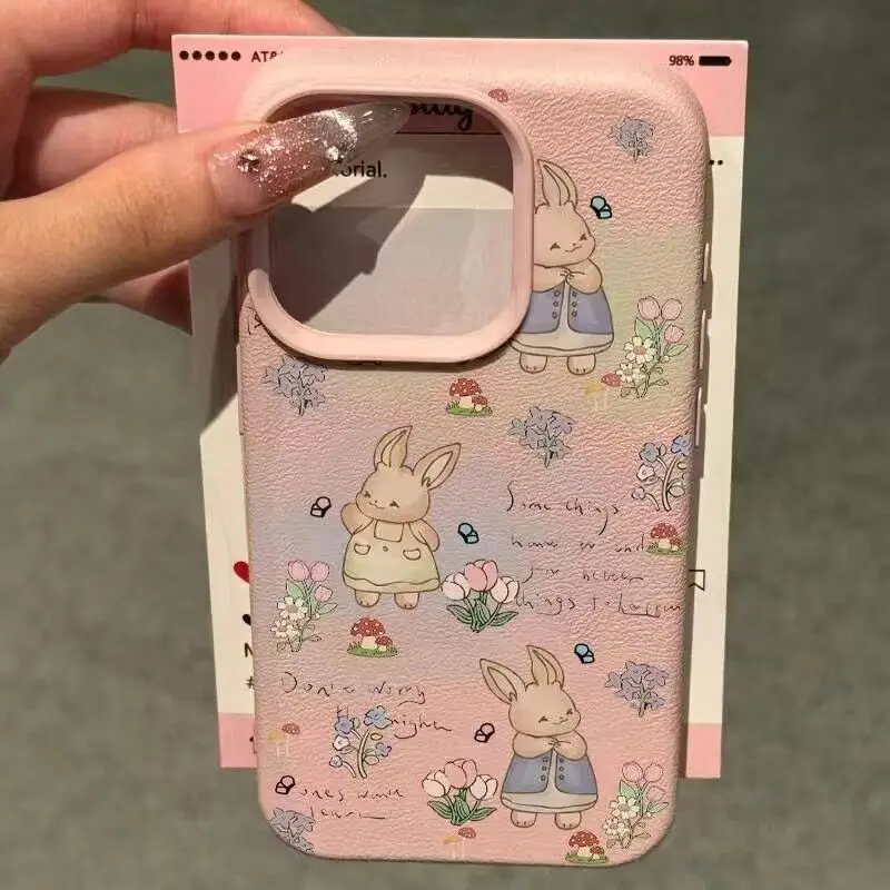 SEIRASSIM cute cartoon rabbit phone case for iphone 16 pro max 15 plus 14 13 11 12 silicone back cover for iphone xs xr x bumper