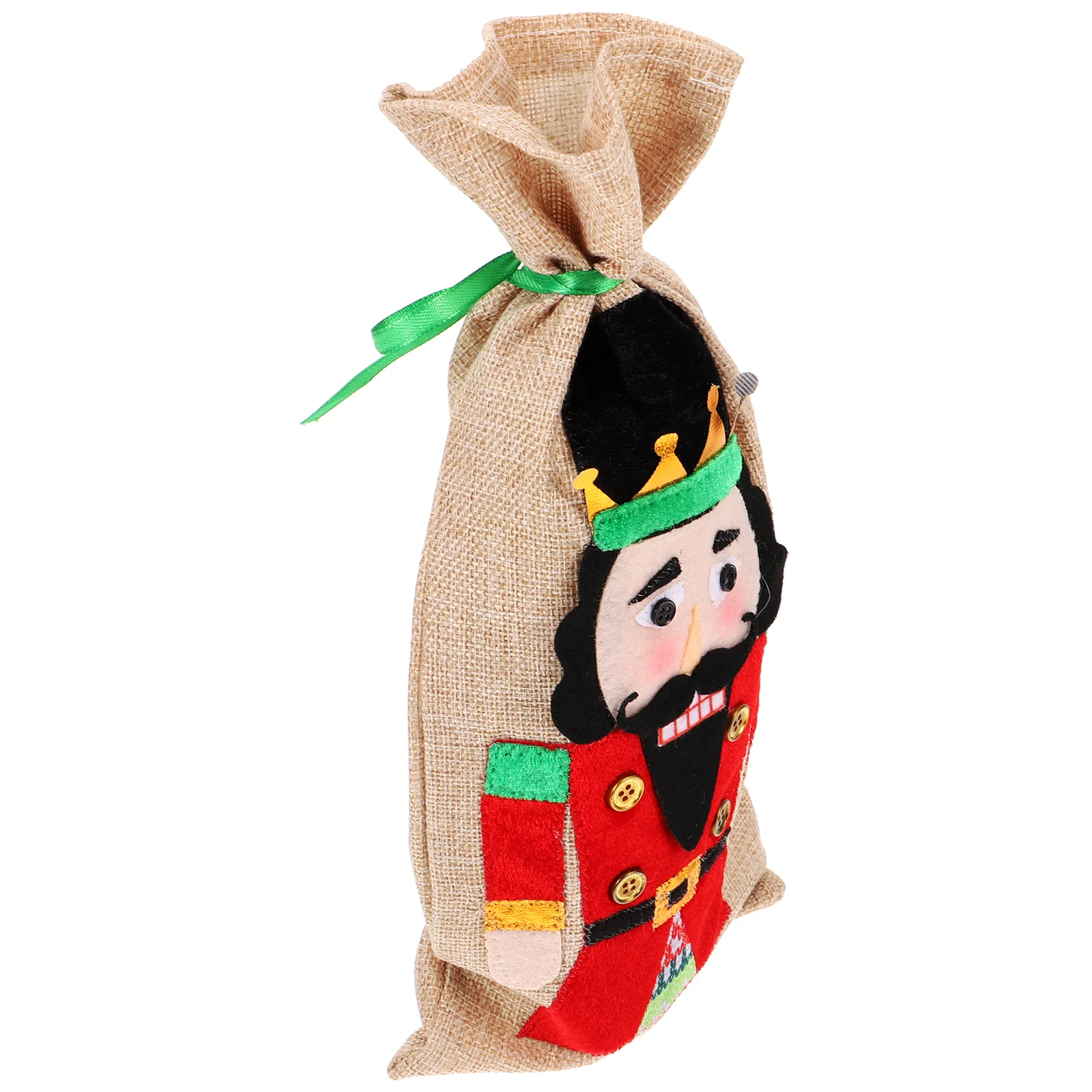 

Nutcracker Bottle Cover Golden Christmas Decor Premium Material Easy Wash Dry Bag Protector Festive Atmosphere Holiday