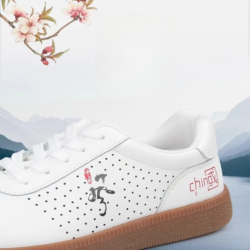 أحذية تاي تشي فنون الدفاع عن النفس جلد طبيعي قسط جلد البقر خفيفة الوزن عدم الانزلاق أحذية الووشو مريحة Taiji ممارسة الأحذية