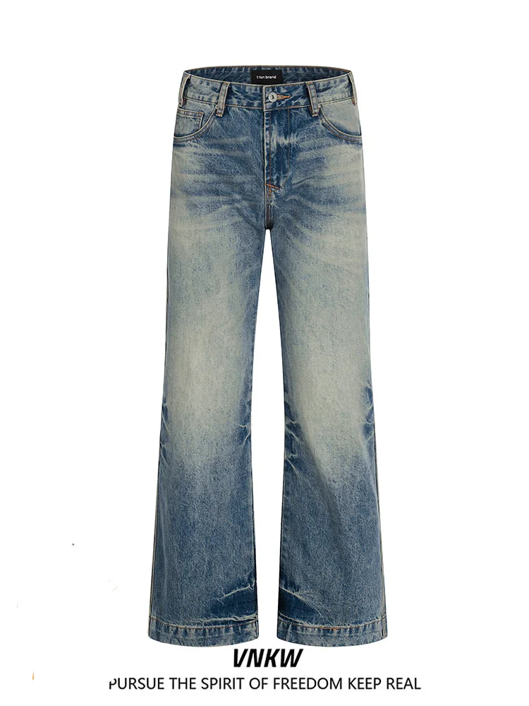 

Винтажные светло-голубые мужские и женские прямые джинсы с высокой талией Cleanfit, длинные брюки для похудения, повседневные хлопковые брюки