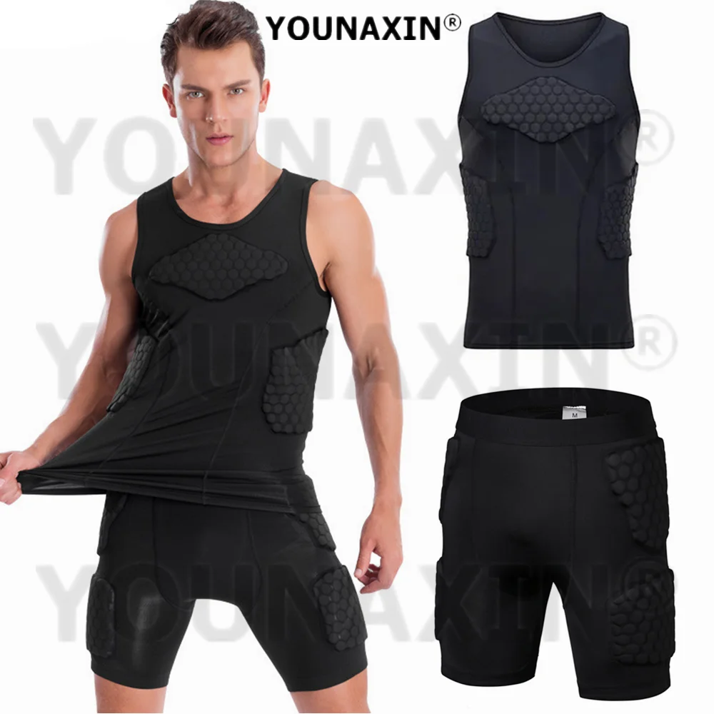 

Unisex Black Basketball Shorts Football Bottoms Cycling Sports Set Top Anti-collision Elastic Vest Sportswear M L XL 2XL 3XL