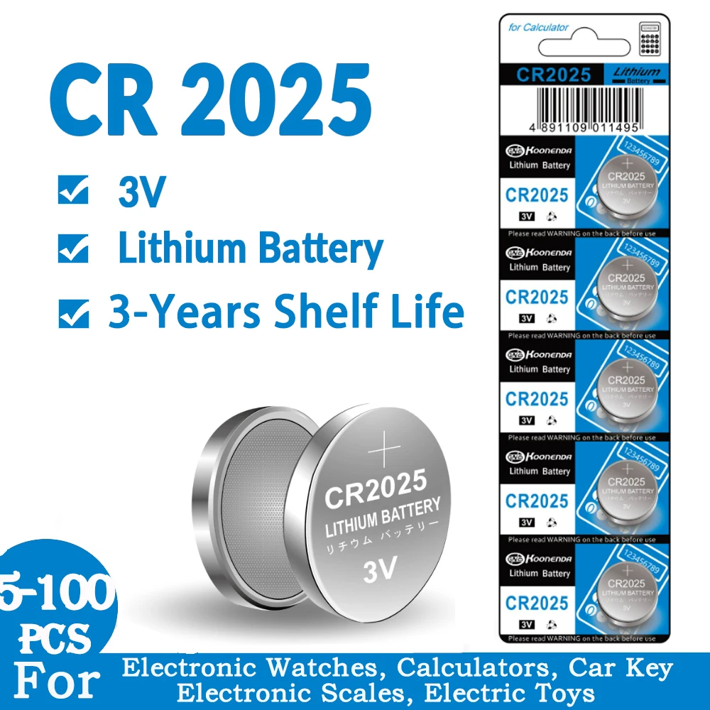 

5-100pcs Original CR2025 Button 3V Lithium Batteries For Remote Control Calculator Watch Motherboard Button Cell Battery CR 2025