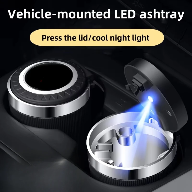 

Car ashtray smoke-proof one-button open personality multifunctional ashtray with lid and lamp car interior supplies.For all car.