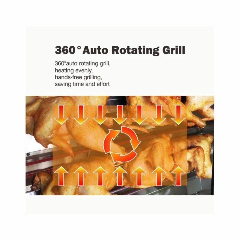 Stainless Steel Roast Chicken Container Electric Chicken Rotisserie Machine Kebab BBQ Roast Meat Machine for Restauarnt