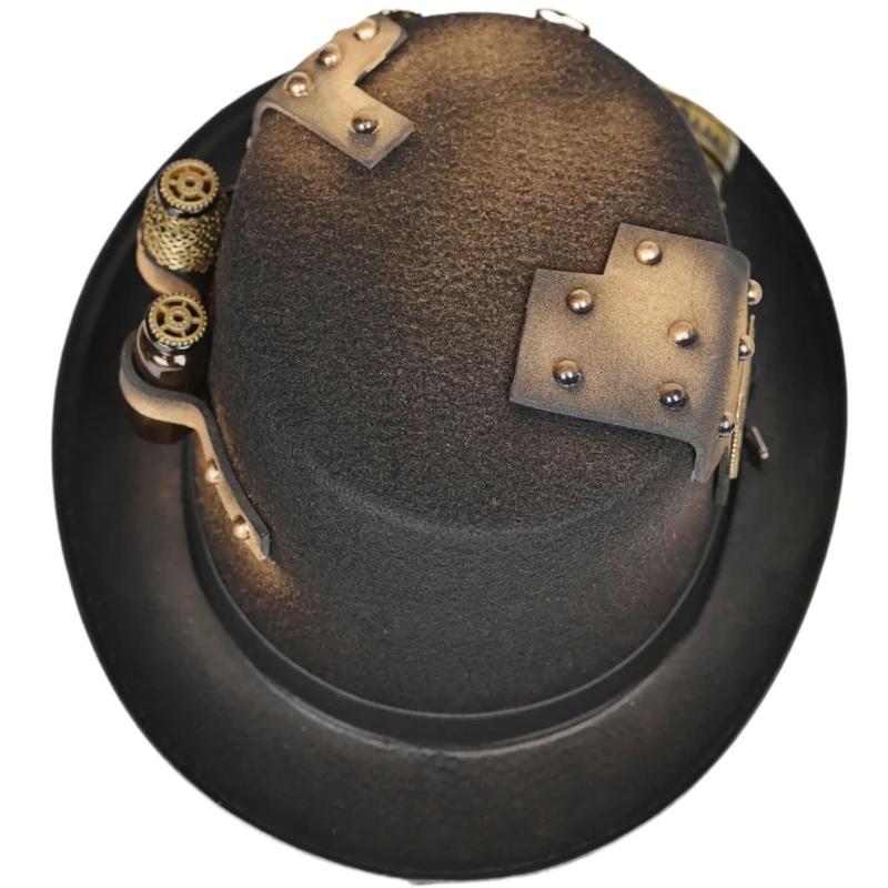 고글이있는 Steampunk 탑 햇 Halloween Bowler Top Hat 게이 재즈 모자 카니발 Dropship