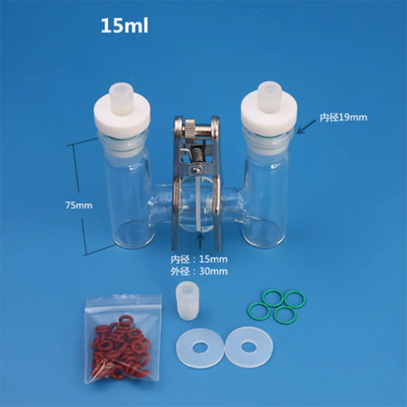 Xin Tester 5-100ml H-type Sealed Electrolytic Cell Frosted Mouth Replaceable Ion Membrane Sealed Electrolytic Cell