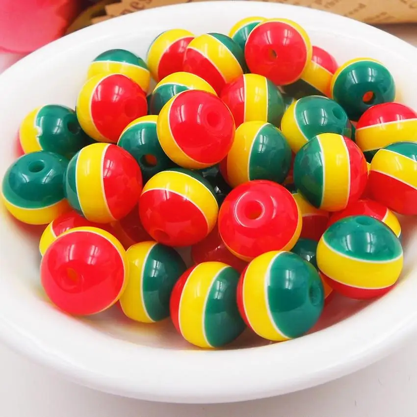 Bracelet Accessory Children Handcraft Department 8 Color 6mm 8mm 10mm 12MM Resin Spacer Beads Round Shape Mixed Stripe Pattern