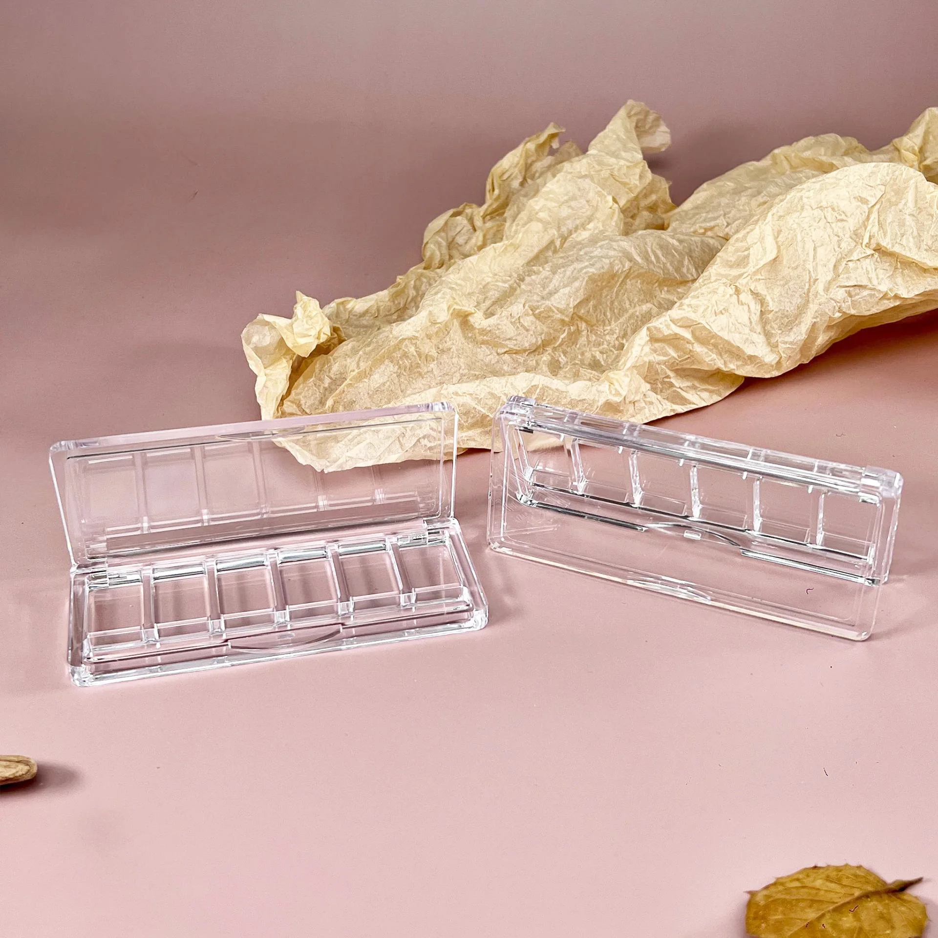 Paleta de sombra de ojos transparente, muestra elegante, Rectangular, bricolaje, caja acrílica profesional para contenedor de almacenamiento de cosméticos