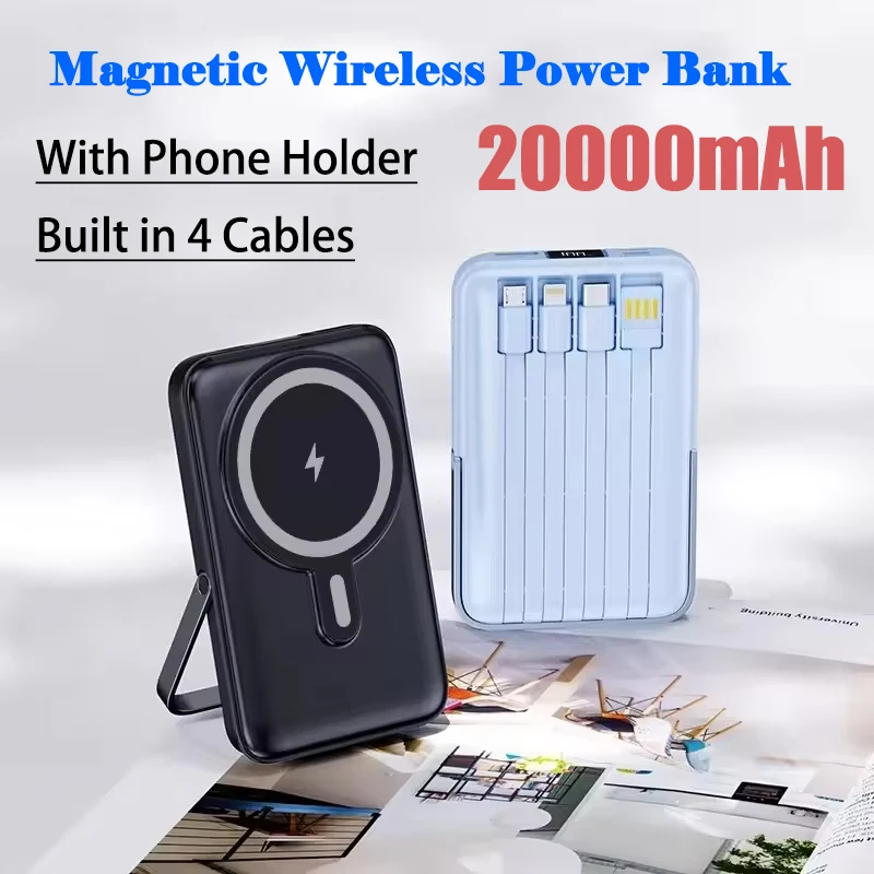 

20000mah Macsafe Magnetic Power Bank 22.5W Fast Wireless Charger External Auxiliary Battery Pack For Iphone Xiaomi Samsung