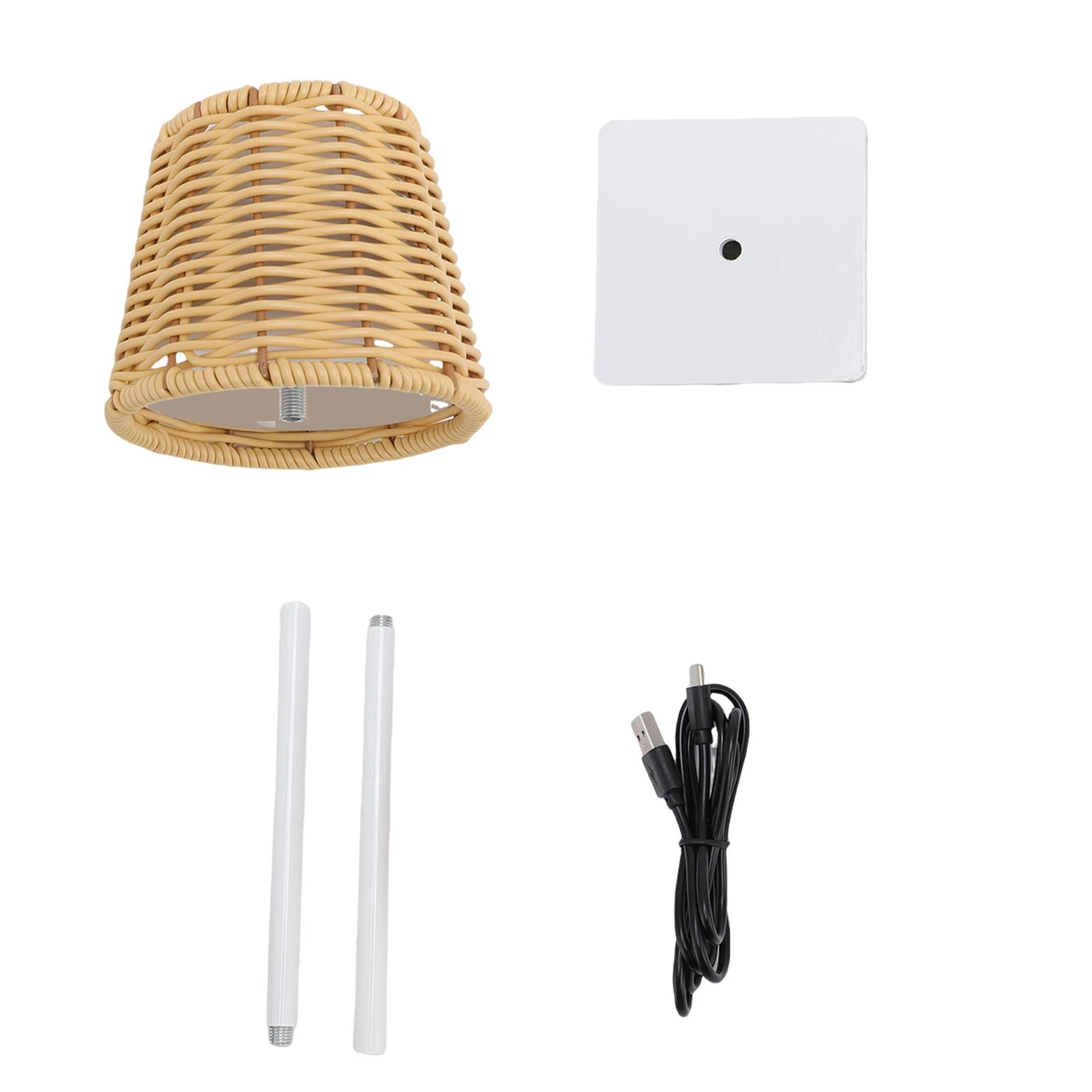 

LED Table Lamp PC Rattan Woven 120LM 3 Color Touch Control Rechargeable Bedside Night Light for Living Room Bedroom Bar White