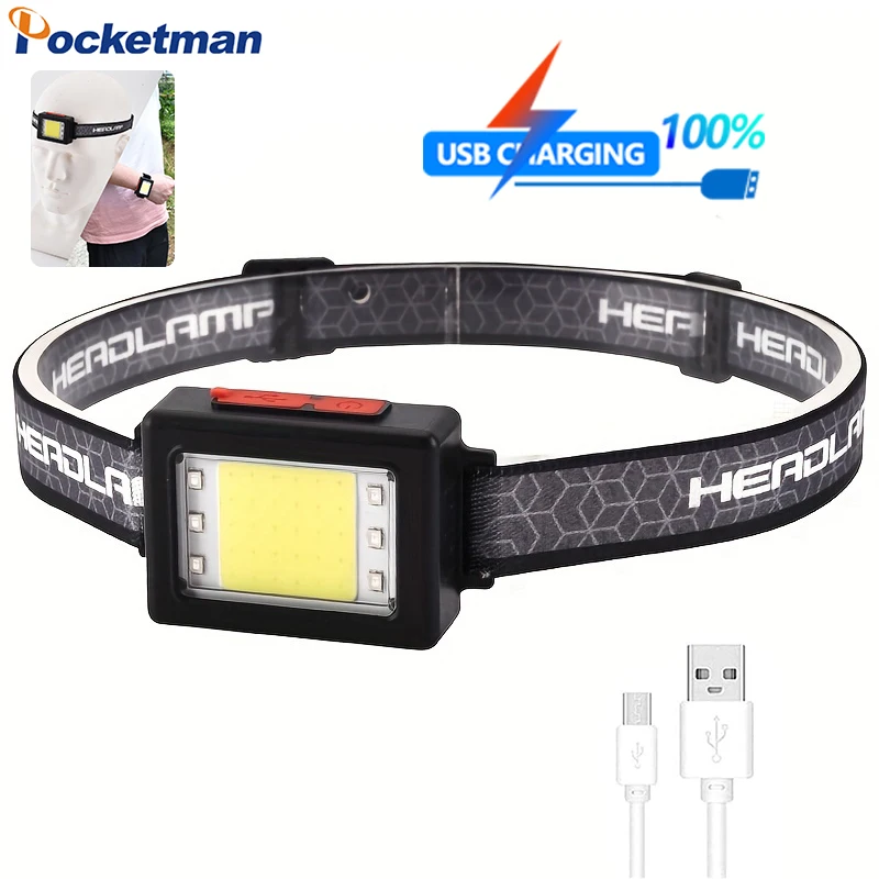 

Super Bright COB LED Headlamp Multi-functional Wrist Lamp TYPE-C USB Charging Headlight Outdoor Red Warnning Lights Flashlight