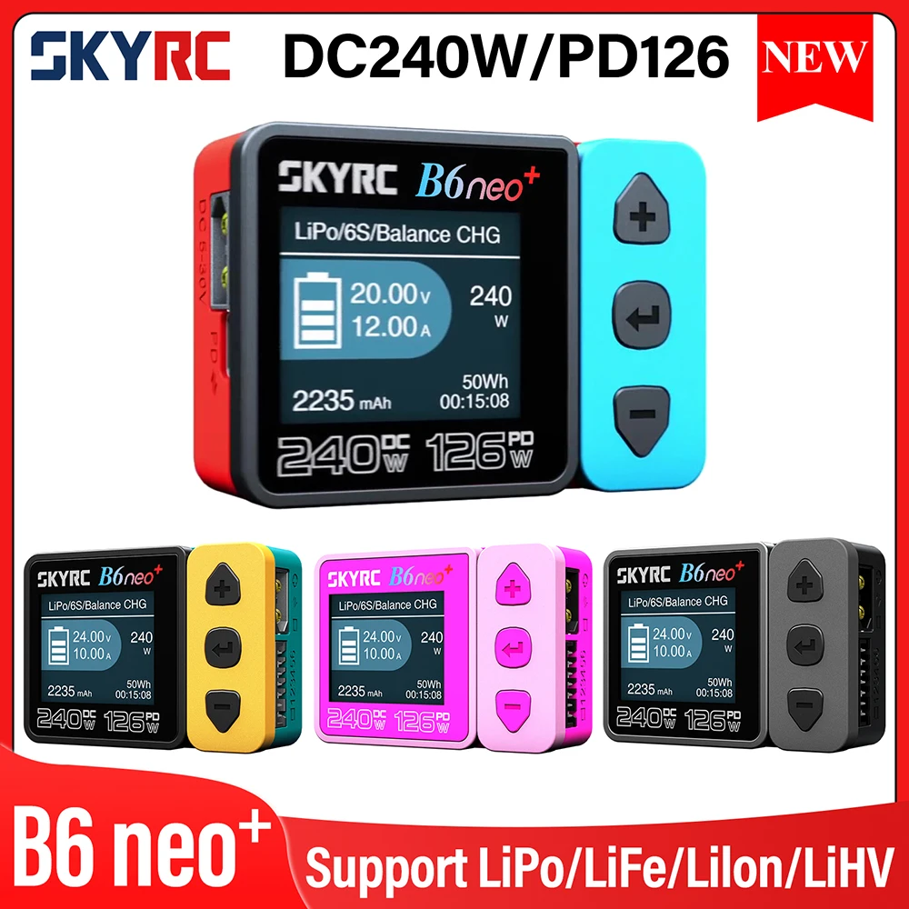 SKYRC B6neo / B6neo+ LiPo Battery Smart Balance Charger DC 200W PD 80W Input for RC Model Car Ship Boat Airplane
