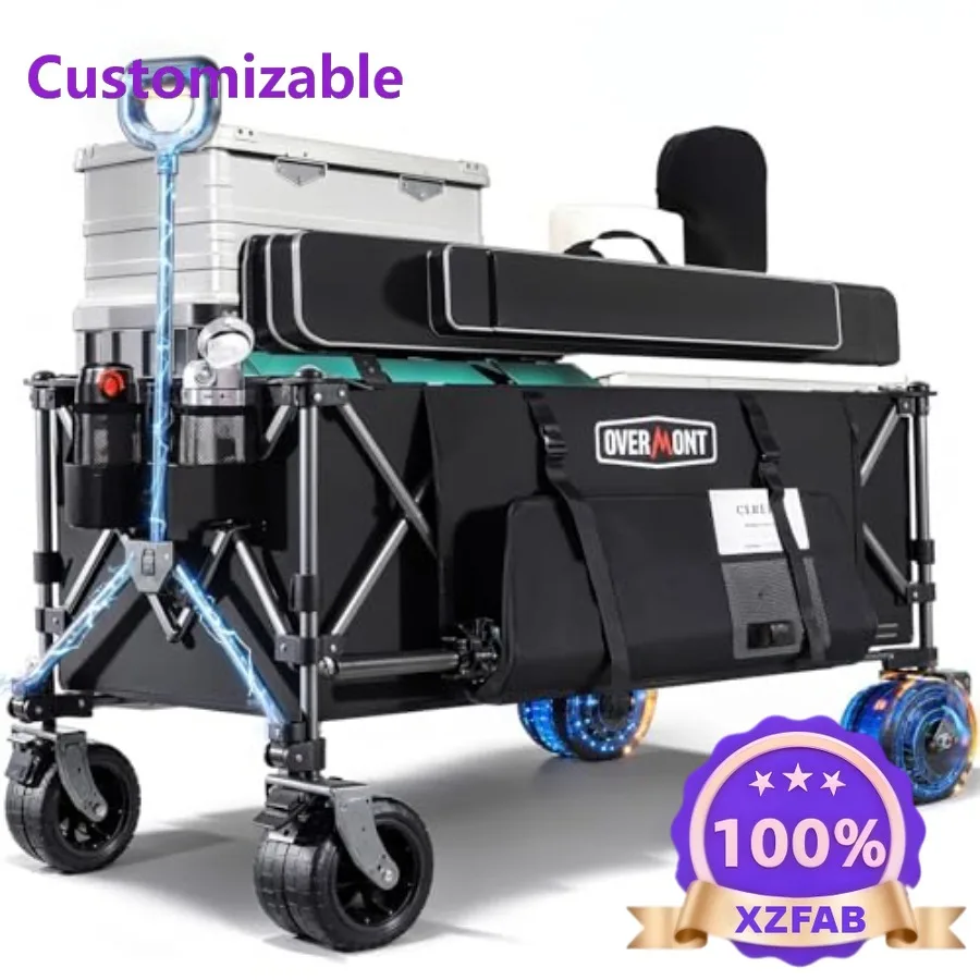 Factory Direct 2026 Top RatedElectric Collapsible Folding Wagon 200L with All-Terrain Wheels Brakes and 12-Mile Battery Life - P