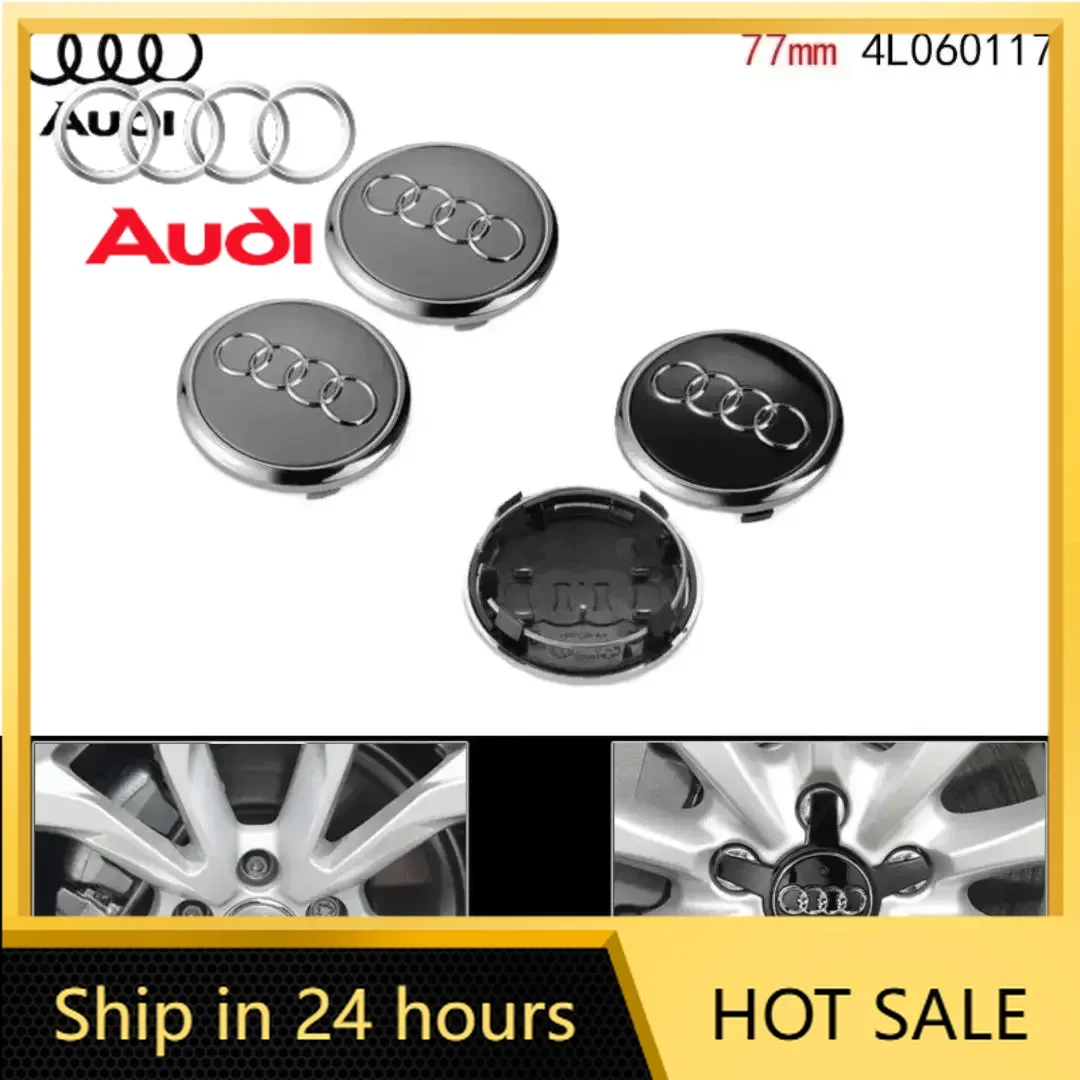 

Новинка 2026: Защитные колпаки для дисков Audi, 4 шт., 77 мм, для центральных отверстий колесных дисков Audi Q7, 4L0601170, с эмблемой