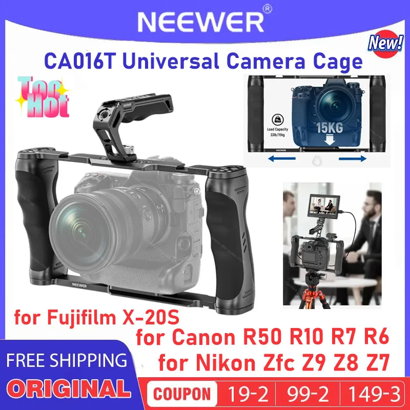 NEEWER CA016T Universal Camera Cage Compatible with Sony a7C ZV-E1 for Canon R50 R10 R7 R6 Nikon Zfc Z9 Z8 Z7 Fujifilm X-20S