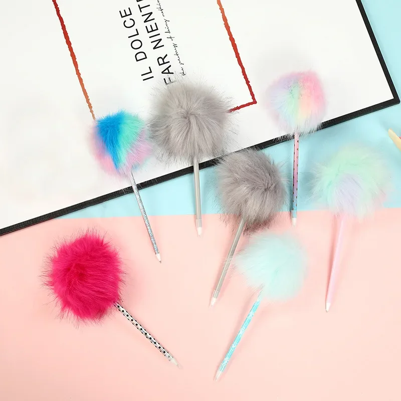 

16 шт., креативная студенческая нейтральная многоцветная плюшевая шариковая ручка, милая индивидуальная ручка для рукоделия, канцелярские принадлежности