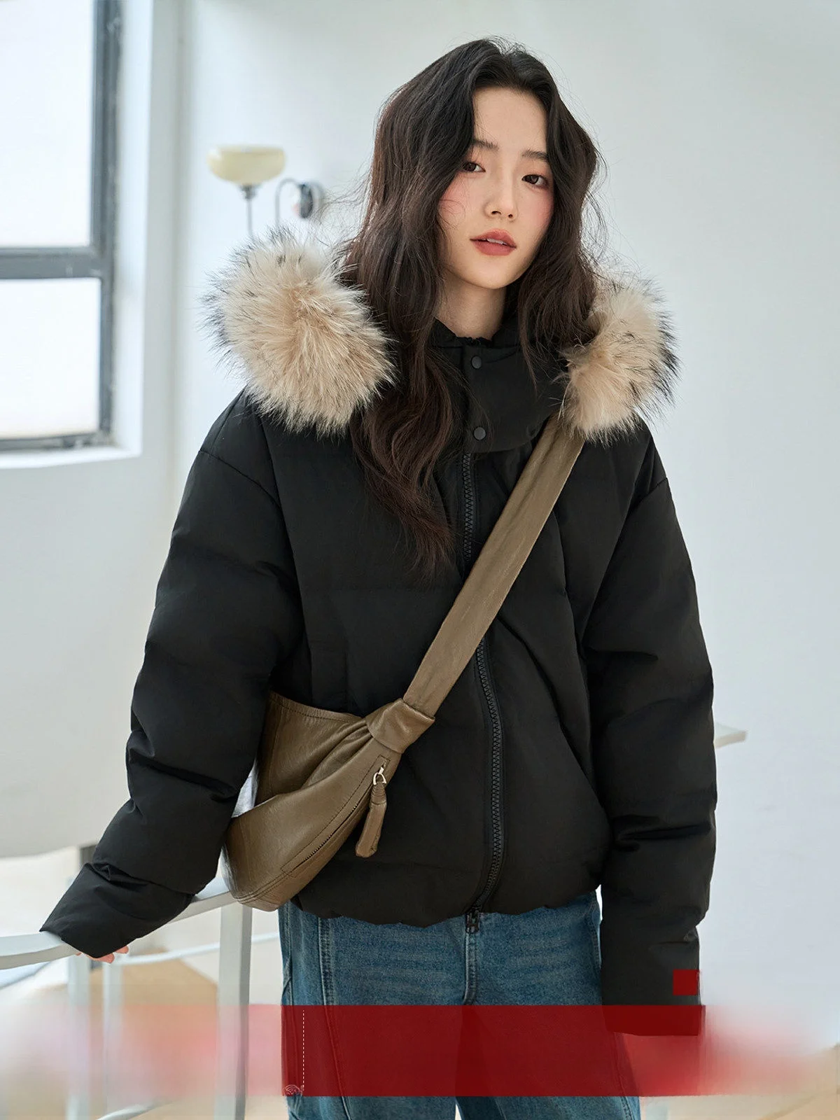 

MoZa Black 90 White Duck down Short Puffer Jacket Women Winter New Loose Thick Warm Coat with Hood Korean Style Commute Wind