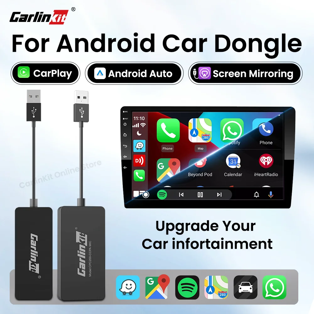 CarlinKit 카플레이 안드로이드 자동 무선 동글 USB 자동 연결 화면 미러링, 수정 안드로이드 라디오 멀티미디어 BLE 와이파이 