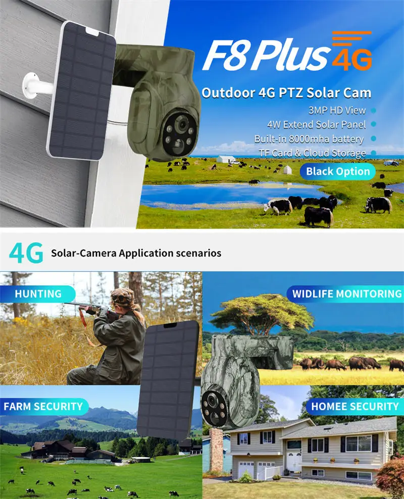 ElEFINE LTE 4G بطاقة SIM التمويه الصيد كاميرا الطاقة الشمسية الأمن للرؤية الليلية شبكة المتكلم كاميرات IP PIR #5