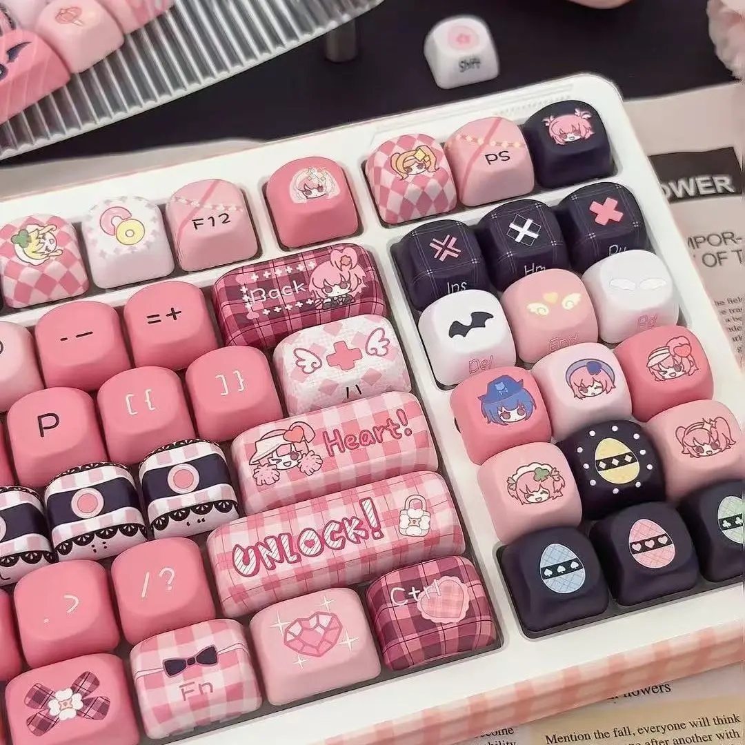 120 KEYS Shugo Chara Keycaps Cute Keyboard Key Cute PBT Key Cap MOA Profile Gaming Key Caps for For Aula Made68 Mad68 Wooting 60