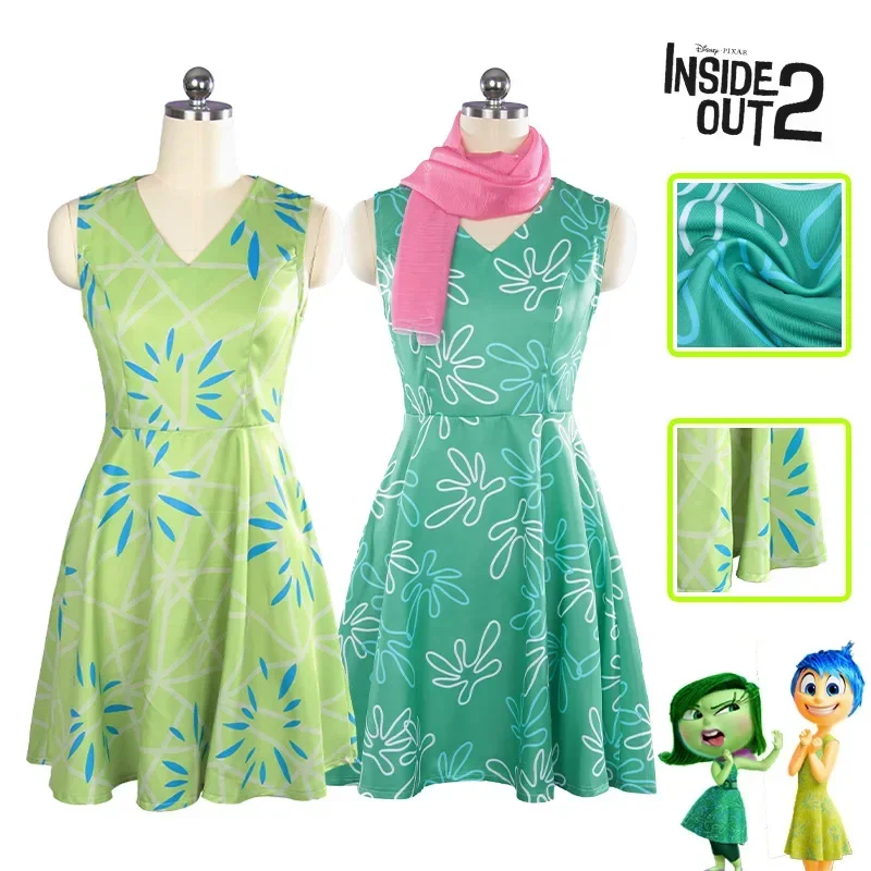 Inside Out Disgust Joy Costume Cosplay Abito da donna Abito uniforme Festa di carnevale di Halloween Gioco di ruolo Set completo per bambini adulti Cos
