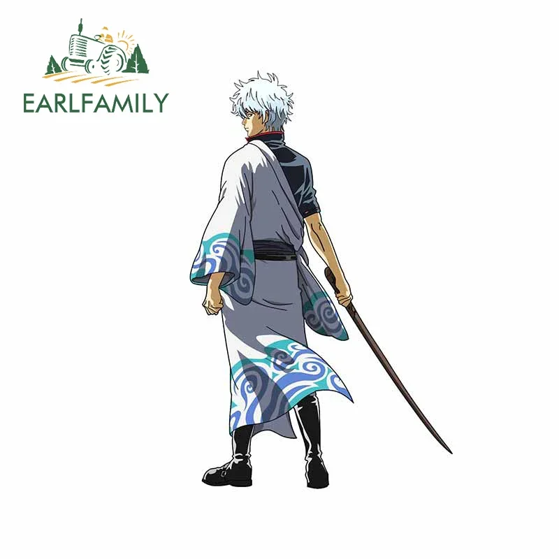 EARLFAMILY 13cm x 8.3cm Handsome Sakata Gintoki Car Sticker Refrigerator Vinyl Car Wrap Caravan Decal Funny Scratch-Proof Decor