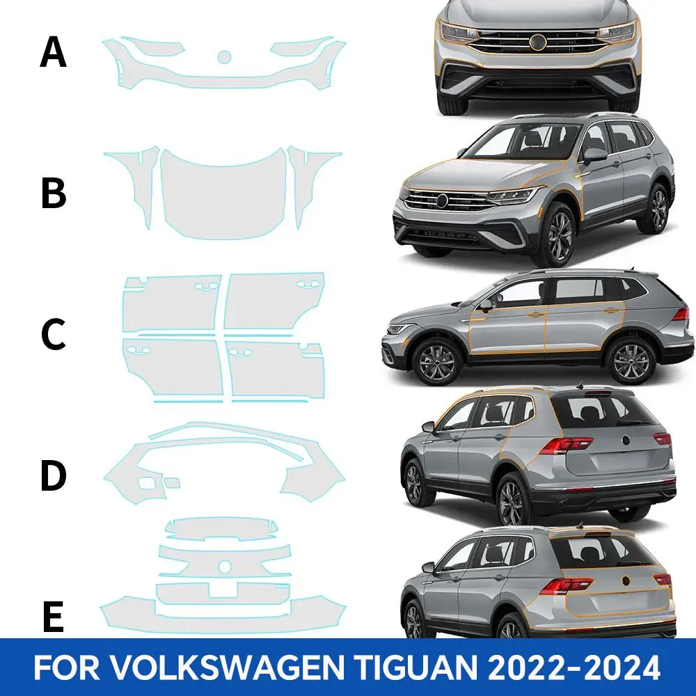 

For VOLKSWAGEN TIGUAN 2022-2024 TPU Paint Protection Film Self-Healing Clear Bra Pre-cut PPF Kit Car Body Anti-Scratch Resistant