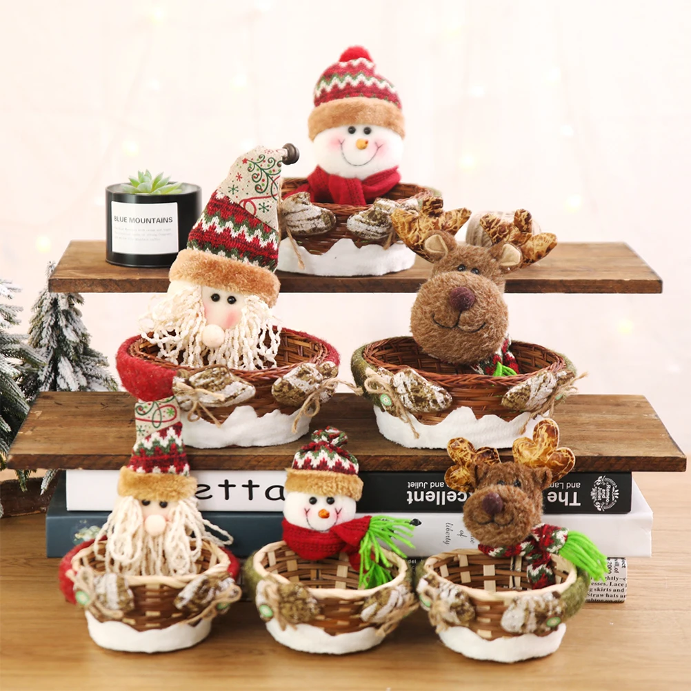 

Candy Storage Basket Christmas Santa Claus Pattern Holder For Party Decoration Xmas Gift Basket Nursery Storage Bin