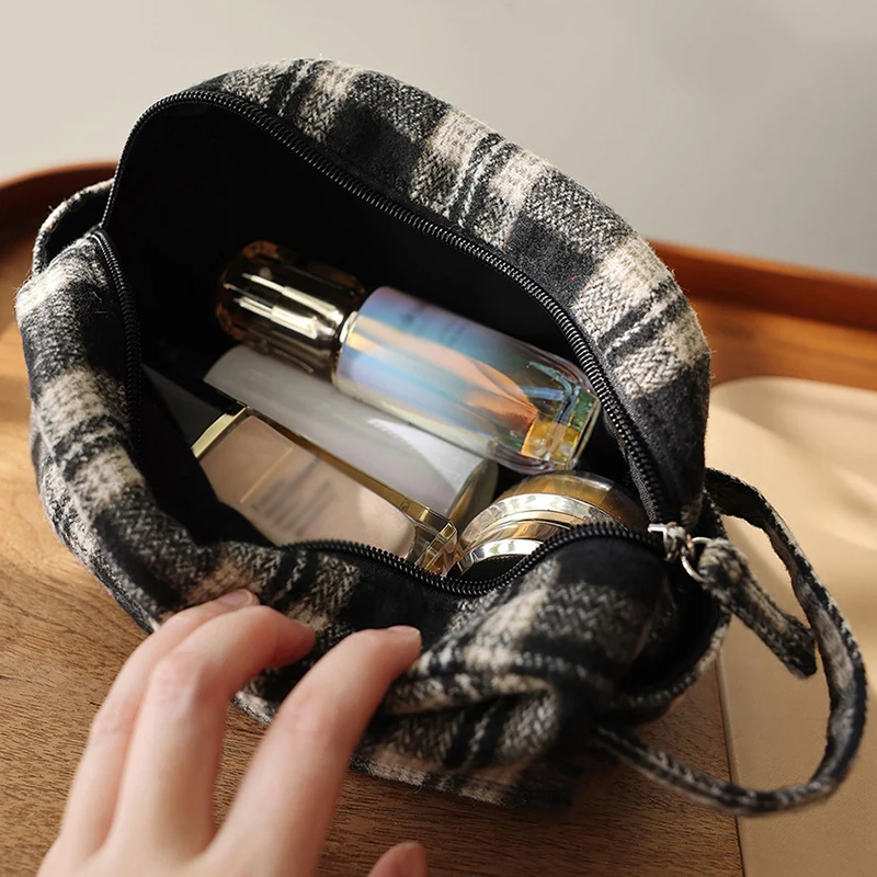 Retro-Kosmetiktasche, Canvas-Clutch, große Kosmetiktasche, Reise-Toilettentasche, tragbare Aufbewahrungstasche für Lippenstift, Damen-Bade- und Duschbeutel – Detail 4