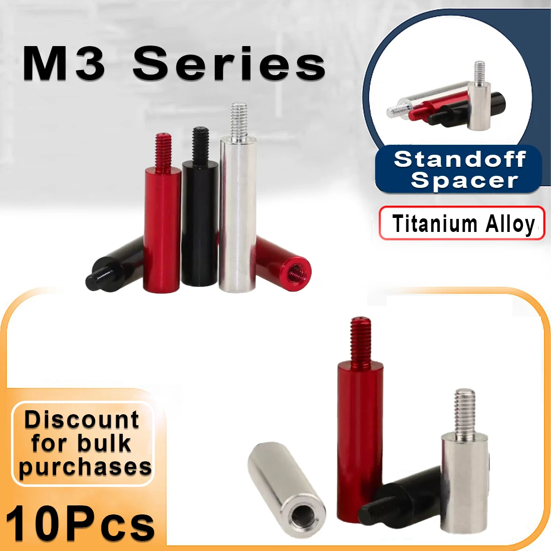 

10Pcs Aluminum alloy Threaded Pillar M3 Male to Female Screw Round PCB Standoff Spacer Single Head Column