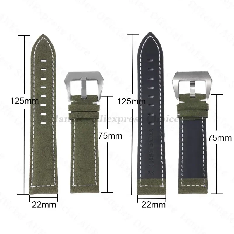 Prawdziwej skóry bransoletka z paskiem do zegarka czarny niebieski brązowy Vintage matowy pasek do zegarka dla Panerai kobiety mężczyźni 18mm20mm 22mm 24mm opaska na nadgarstek