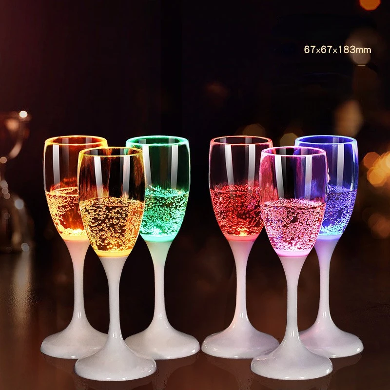 6pcs LED Lights Cocktail Cup Sensing Wine Glass For Wedding Party Bar Atmosphere Champagne Cup Table Decoration Gift For Friend