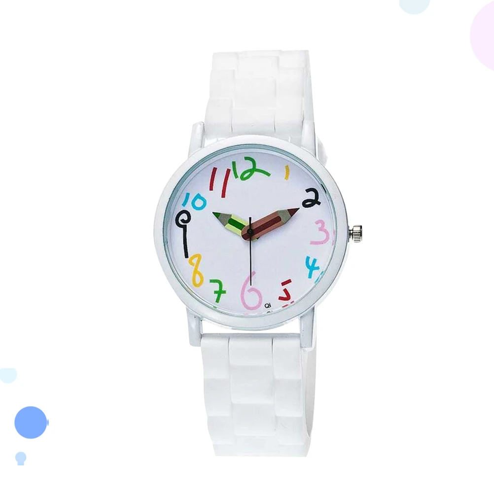 

1pc Kids Watches Premium Cartoon Quartz Wristwatches For Children Durable Adorable Learning Watch Student Gift White