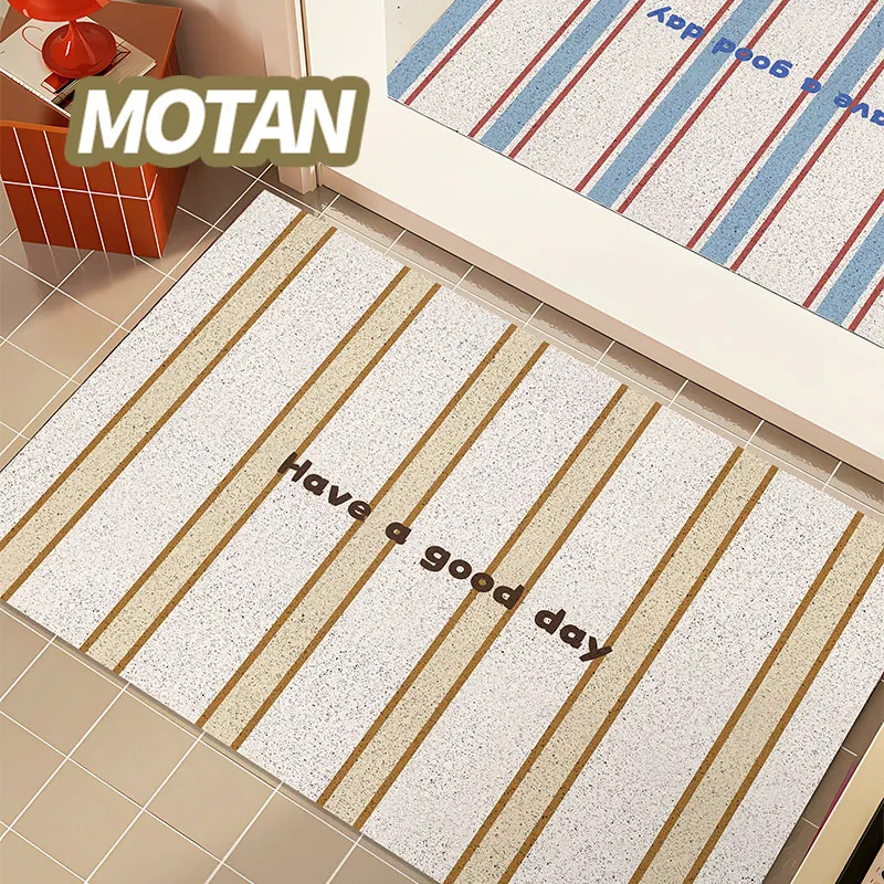 Striped PVC Coil Doormat Cuttable Non‑Slip Dirt Scraper Door Mat Waterproof Entrance Rug For Entryway Porch Hallway Home Decor