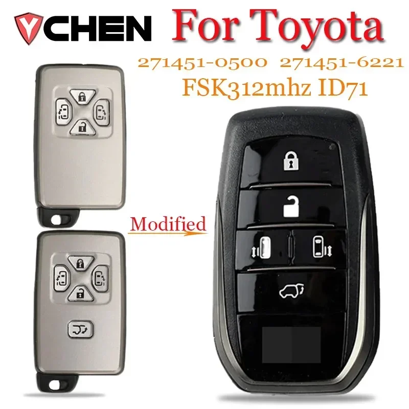 

For Toyota Alphard Vellfire Previa Voxy Noah 2005-2014 Upgrade Replacement Smart Remote Key Board NO:271451-6221 FSK312mhz ID71