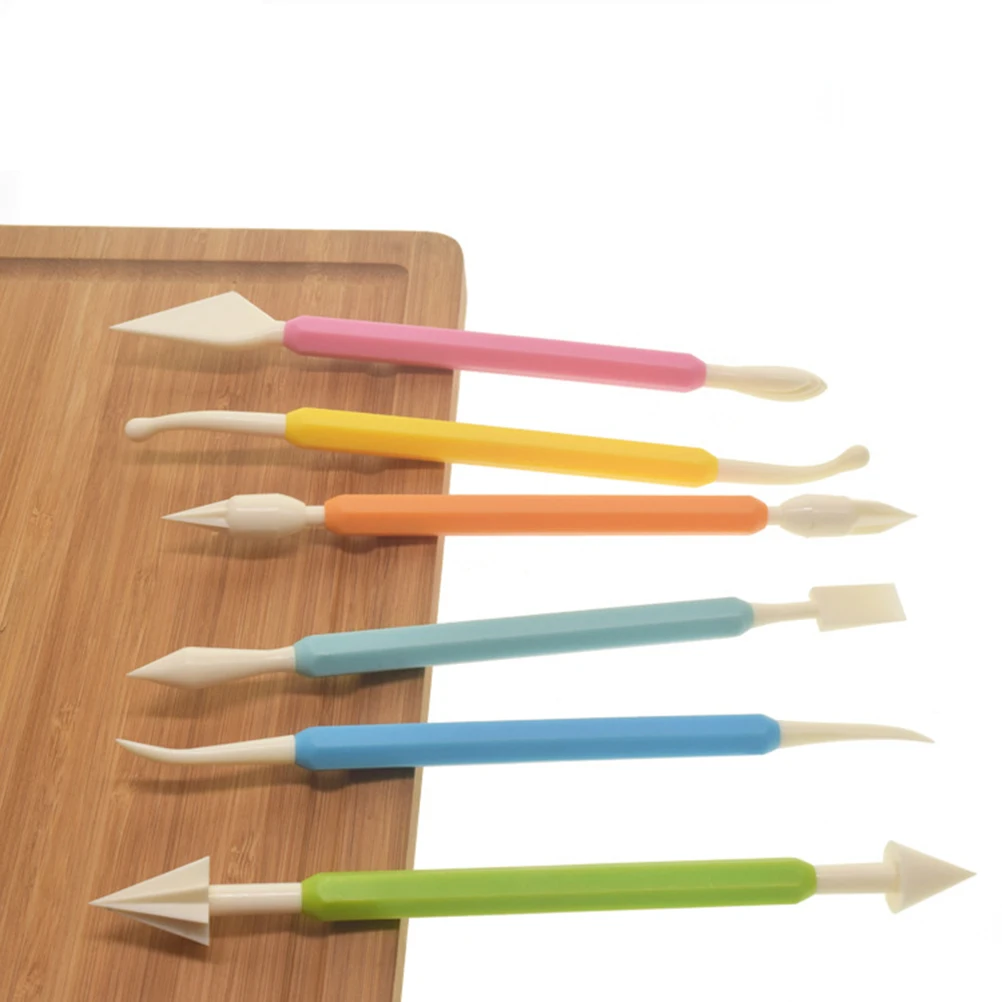 9Pcs Cake Carving Pens Set Baking Tools Kit Double-Ended Plastic Fondant Cutter Decorating Tools for Cake Cookie Craft