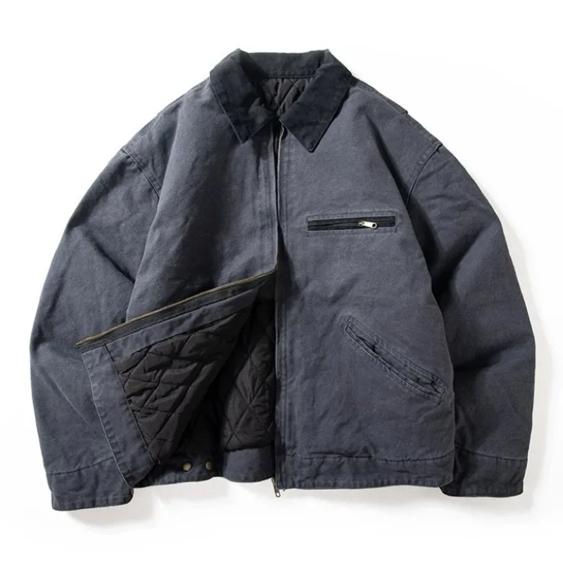 

American Washed Vintage Used Detroit Loose Collar Jacket Men 25ss New High Quality Coat