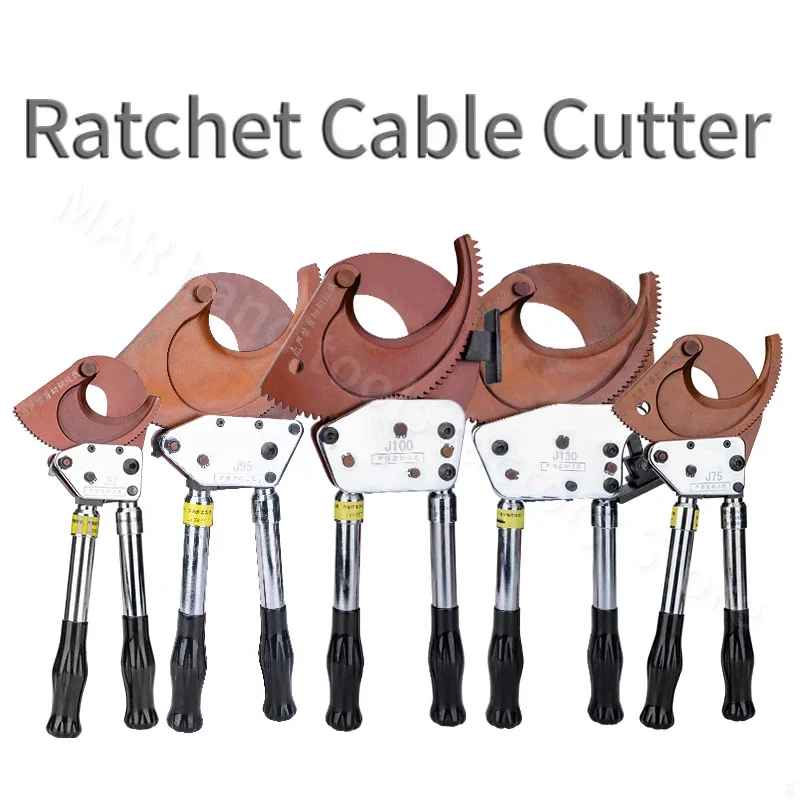 Heavy Duty Manual Ratchet Cable Cutter Gear Type for Steel Strand Copper & Aluminum Wires Models J160, J130, J100, J75, J52