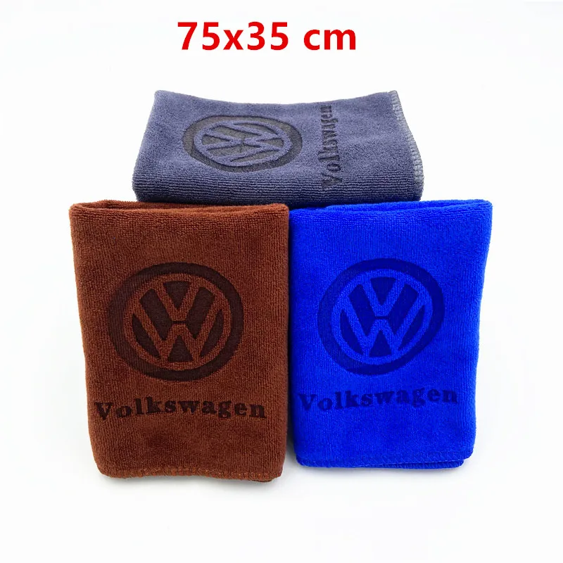 1 pcs 75x35 For VW Volkswagen Golf Polo Passat Tiguan sharan t-cross Car Wash Microfiber Towel Car Cleaning Drying Cloth Hemming