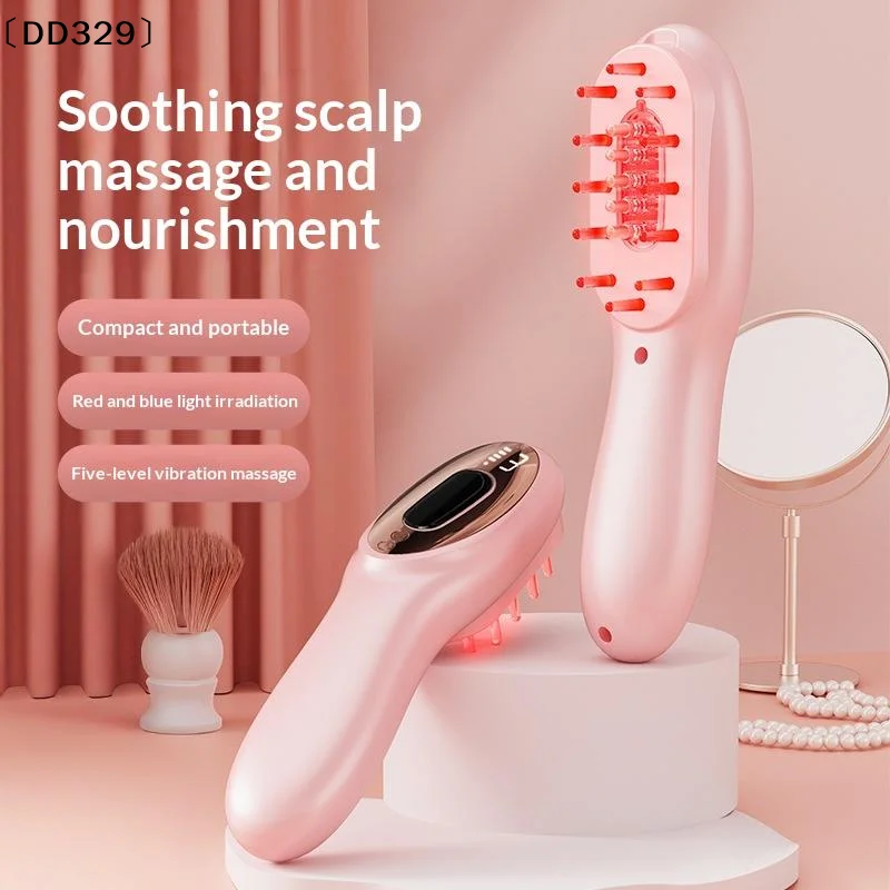 Electric Hair Growth Massage Comb With Hair Oil Dispenser Red Blue Light Therapy High Frequency Vibration Scalp Massager〔DD329〕