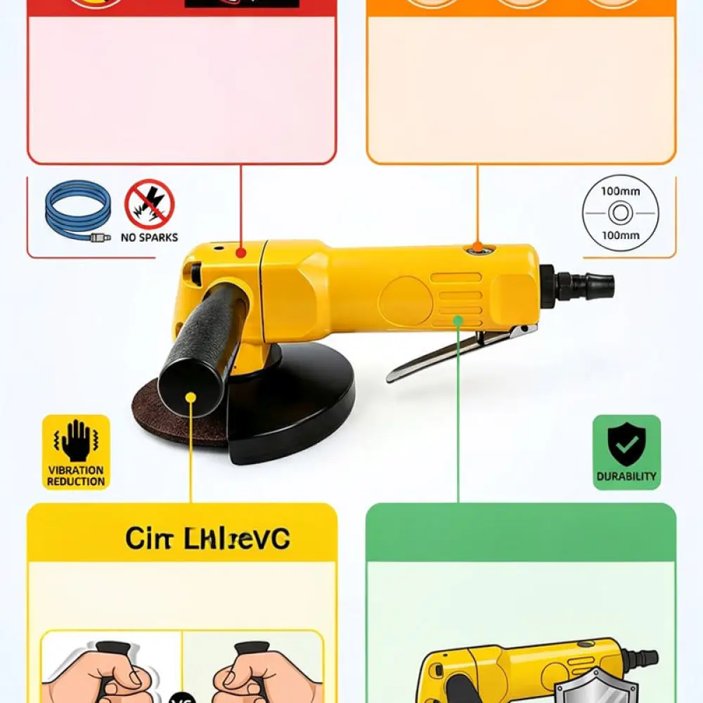 For For Subao 4 Inch Air Powered Angle Grinder Pneumatic Polishing Machine Metal Grinder Woodworking Sanding Device